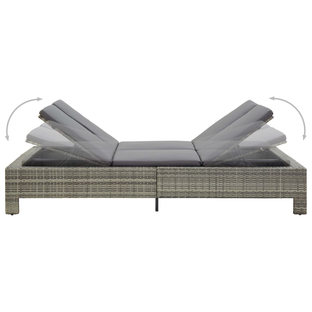 Ligbed met kussen 2-persoons poly rattan grijs is nu te koop bij PeponiXL, paradijselijk wonen!