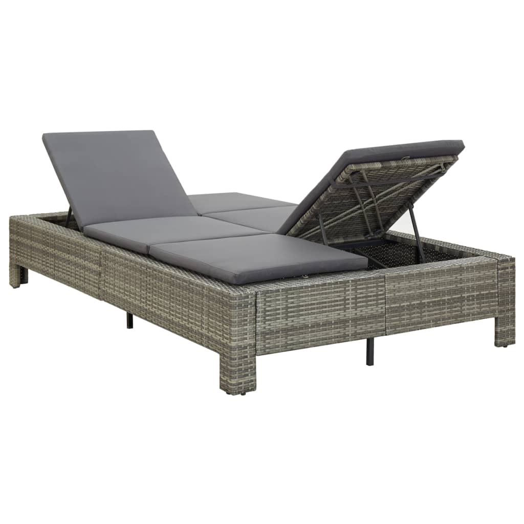 Ligbed met kussen 2-persoons poly rattan grijs is nu te koop bij PeponiXL, paradijselijk wonen!