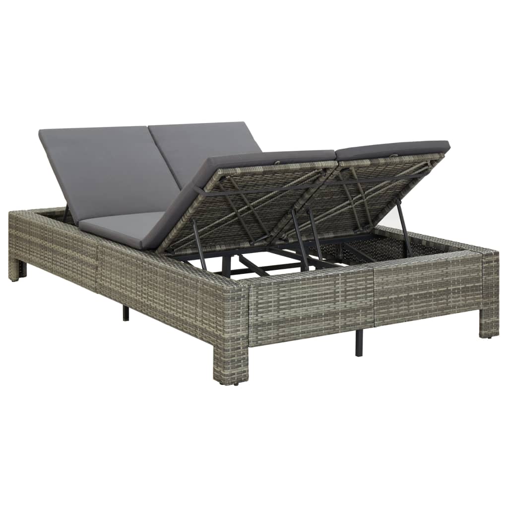 Ligbed met kussen 2-persoons poly rattan grijs is nu te koop bij PeponiXL, paradijselijk wonen!