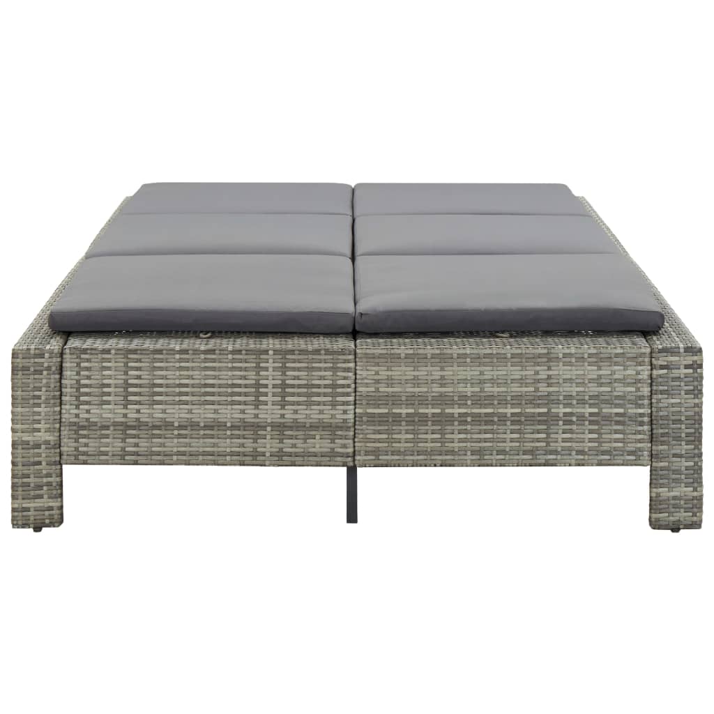 Ligbed met kussen 2-persoons poly rattan grijs is nu te koop bij PeponiXL, paradijselijk wonen!