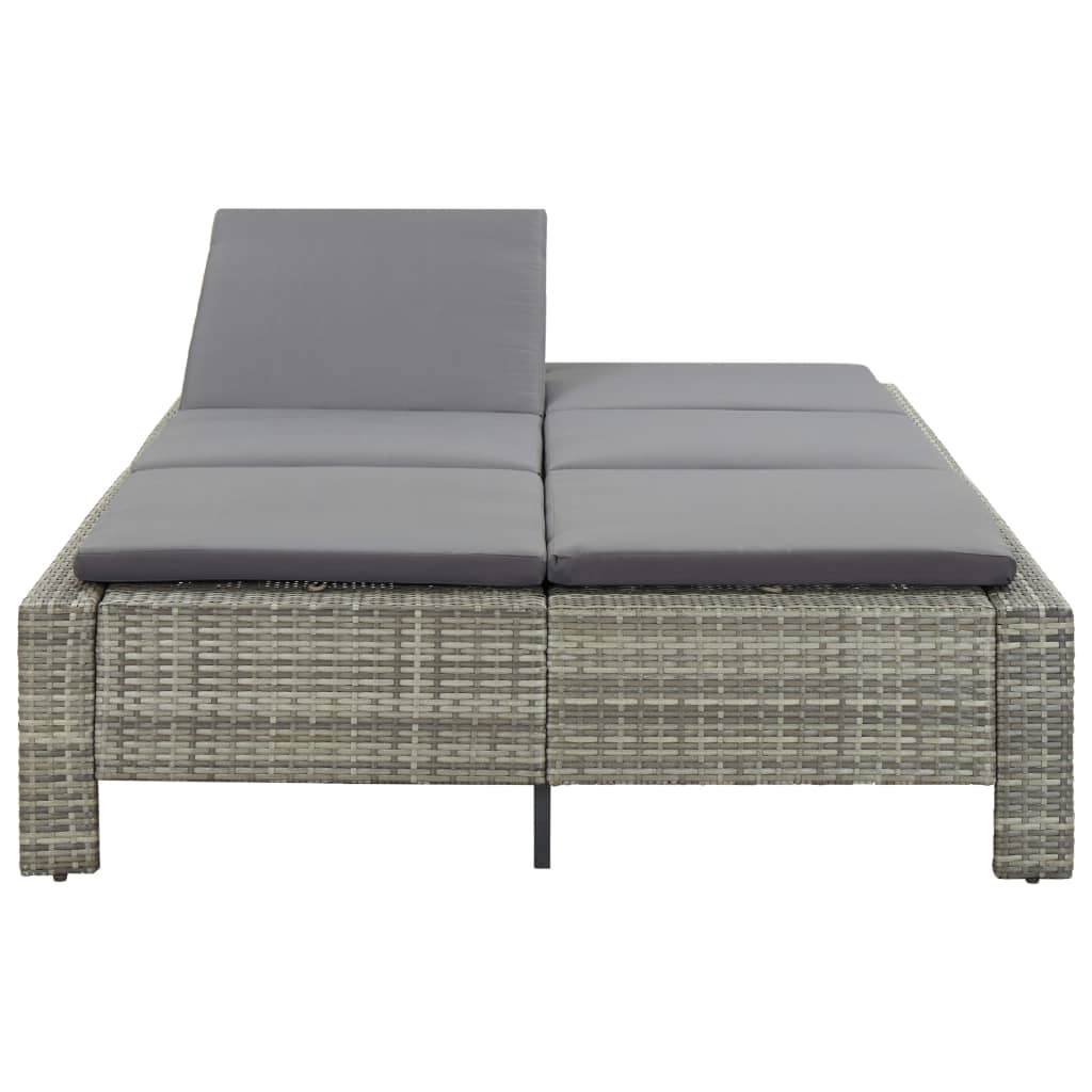 Ligbed met kussen 2-persoons poly rattan grijs is nu te koop bij PeponiXL, paradijselijk wonen!