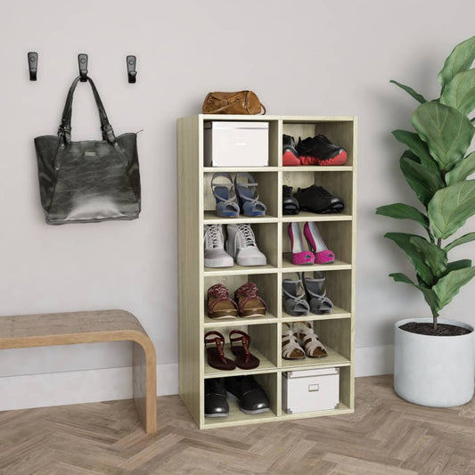 Schoenenrek 54x34x100,5 cm bewerkt hout sonoma eikenkleurig is nu te koop bij PeponiXL, paradijselijk wonen!