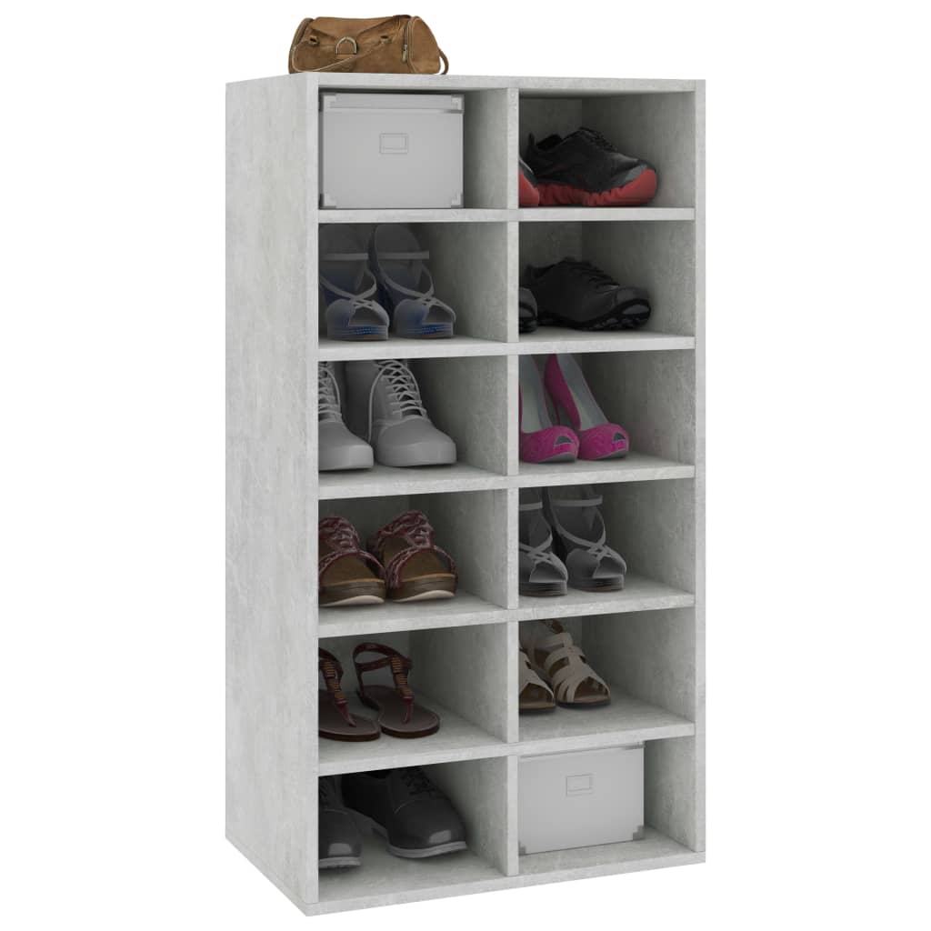 Schoenenrek 54x34x100,5 cm bewerkt hout betongrijs is nu te koop bij PeponiXL, paradijselijk wonen!