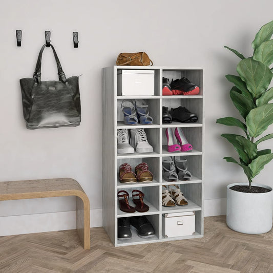 Schoenenrek 54x34x100,5 cm bewerkt hout betongrijs is nu te koop bij PeponiXL, paradijselijk wonen!