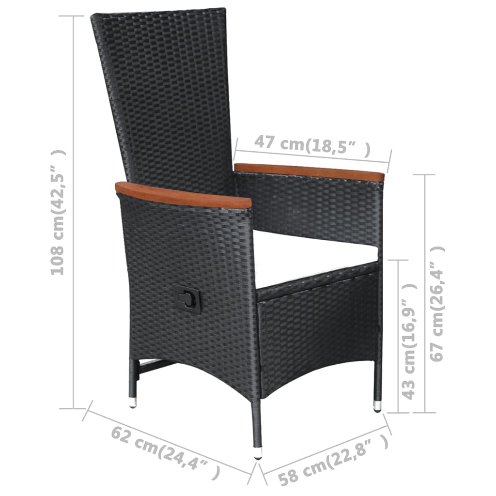 9-delige Tuinset met kussens poly rattan zwart is nu te koop bij PeponiXL, paradijselijk wonen!