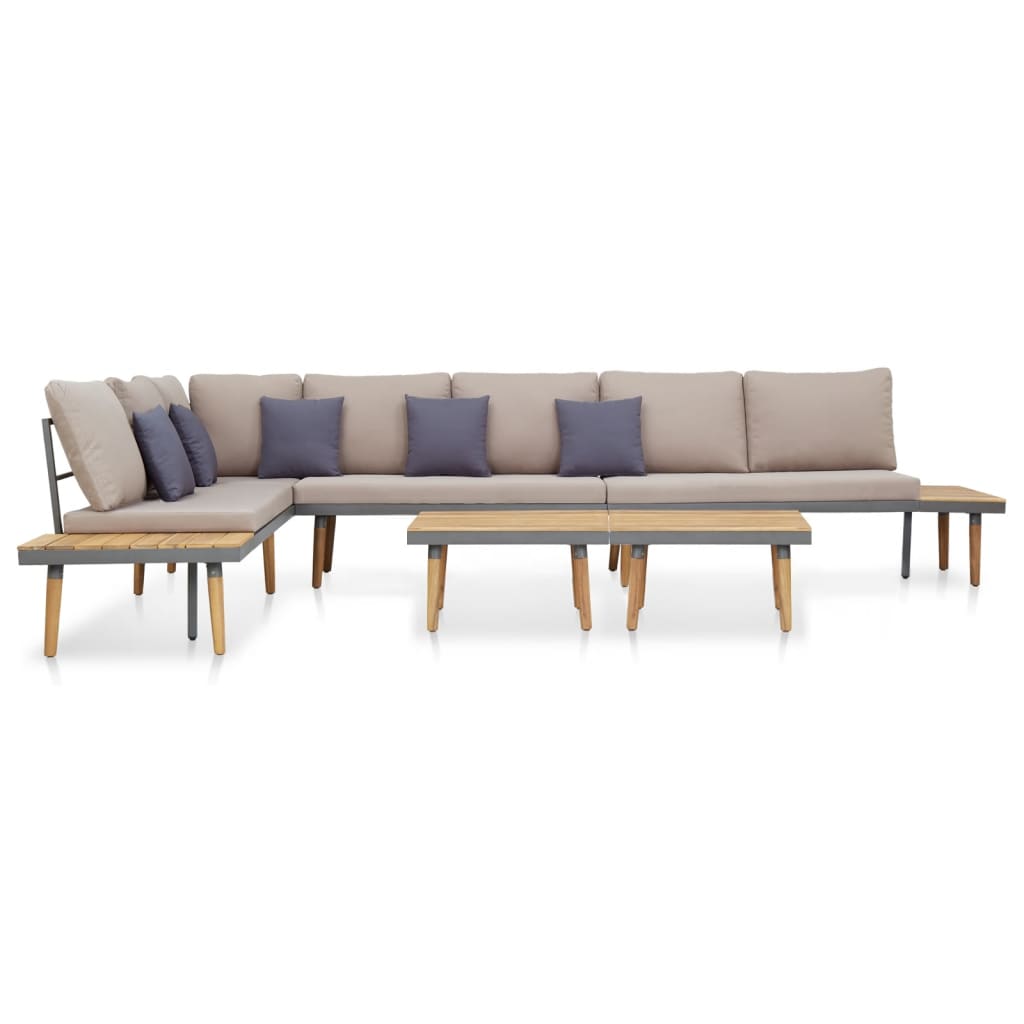 Loungeset 7-zits met kussens massief acaciahout bruin is nu te koop bij PeponiXL, paradijselijk wonen!