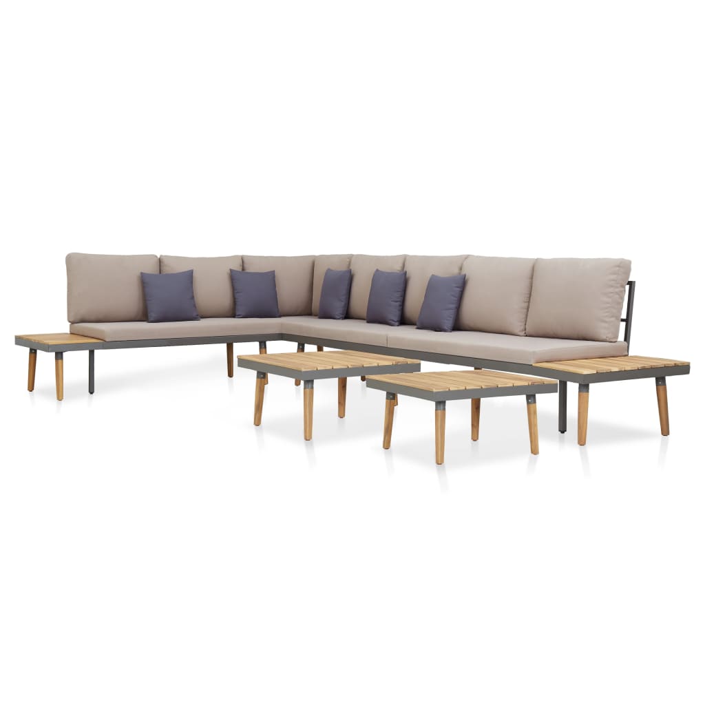 Loungeset 7-zits met kussens massief acaciahout bruin is nu te koop bij PeponiXL, paradijselijk wonen!