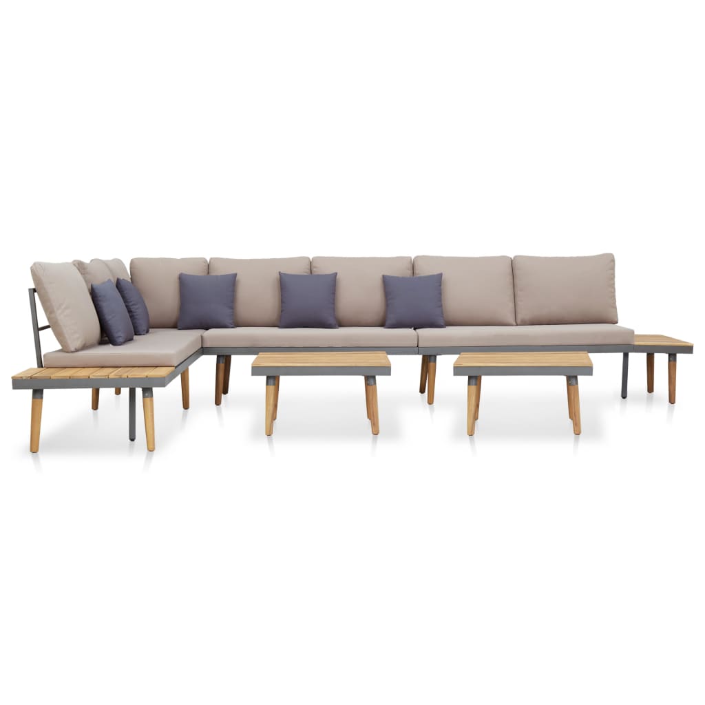 Loungeset 7-zits met kussens massief acaciahout bruin is nu te koop bij PeponiXL, paradijselijk wonen!