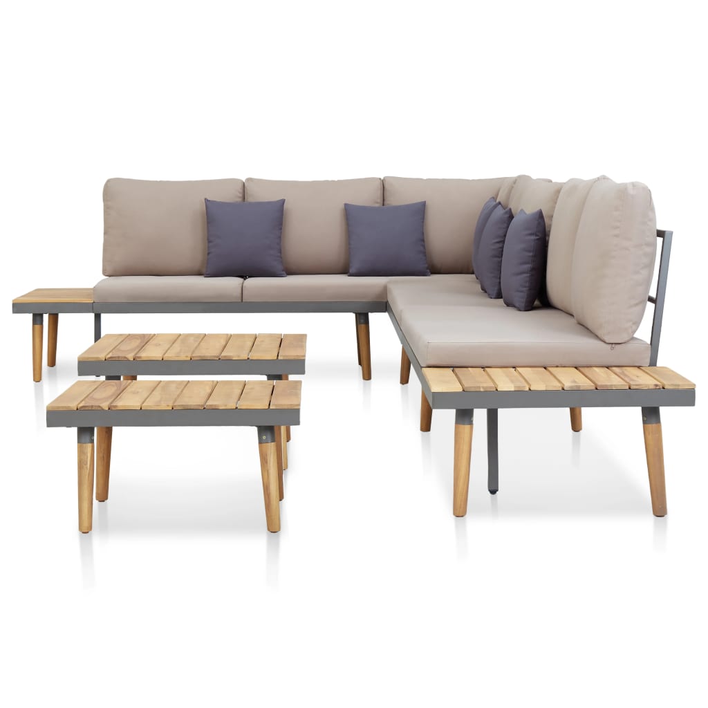 Loungeset 7-zits met kussens massief acaciahout bruin is nu te koop bij PeponiXL, paradijselijk wonen!