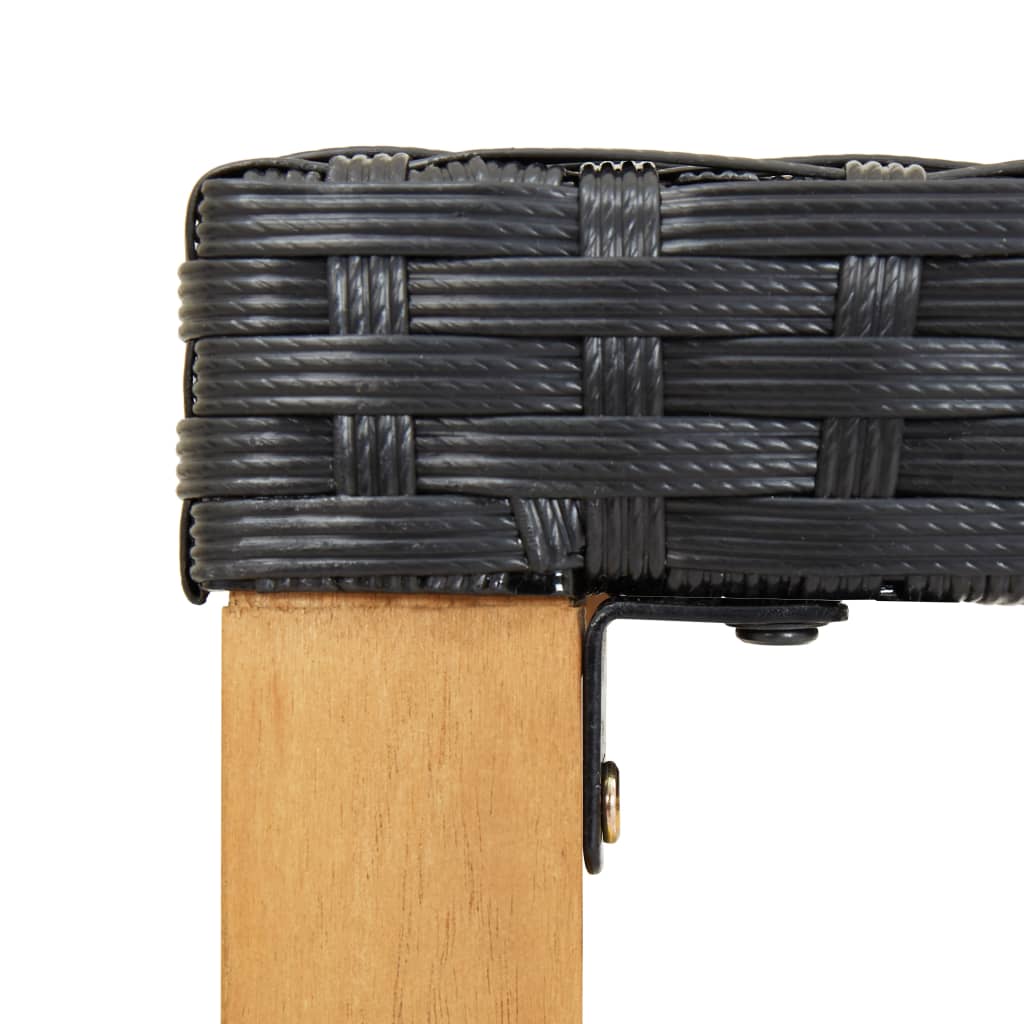 Tuinbank 120 cm poly rattan en massief acaciahout zwart is nu te koop bij PeponiXL, paradijselijk wonen!