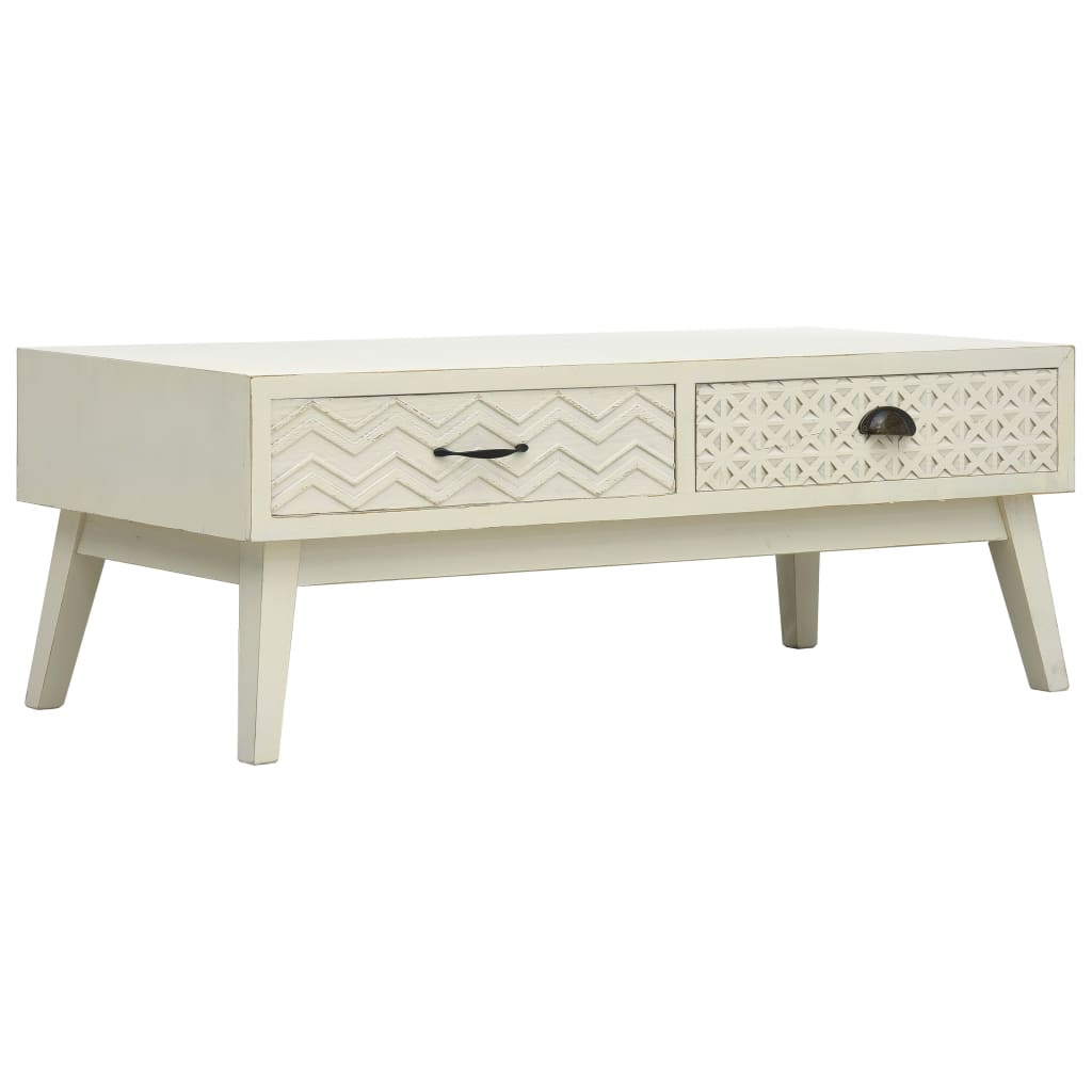Salontafel met 2 lades 110x50x40 cm bewerkt hout grijs is nu te koop bij PeponiXL, paradijselijk wonen!
