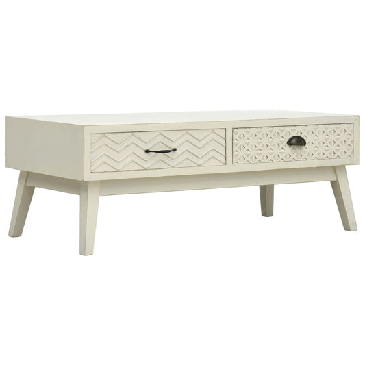 Salontafel met 2 lades 110x50x40 cm bewerkt hout grijs is nu te koop bij PeponiXL, paradijselijk wonen!