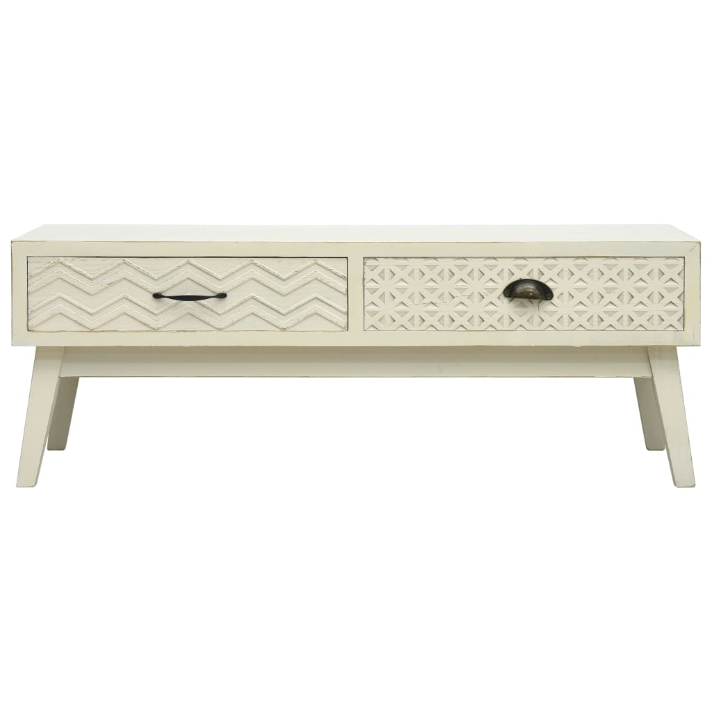 Salontafel met 2 lades 110x50x40 cm bewerkt hout grijs is nu te koop bij PeponiXL, paradijselijk wonen!