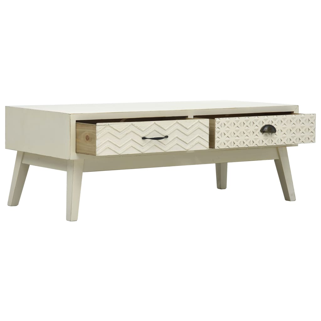 Salontafel met 2 lades 110x50x40 cm bewerkt hout grijs is nu te koop bij PeponiXL, paradijselijk wonen!