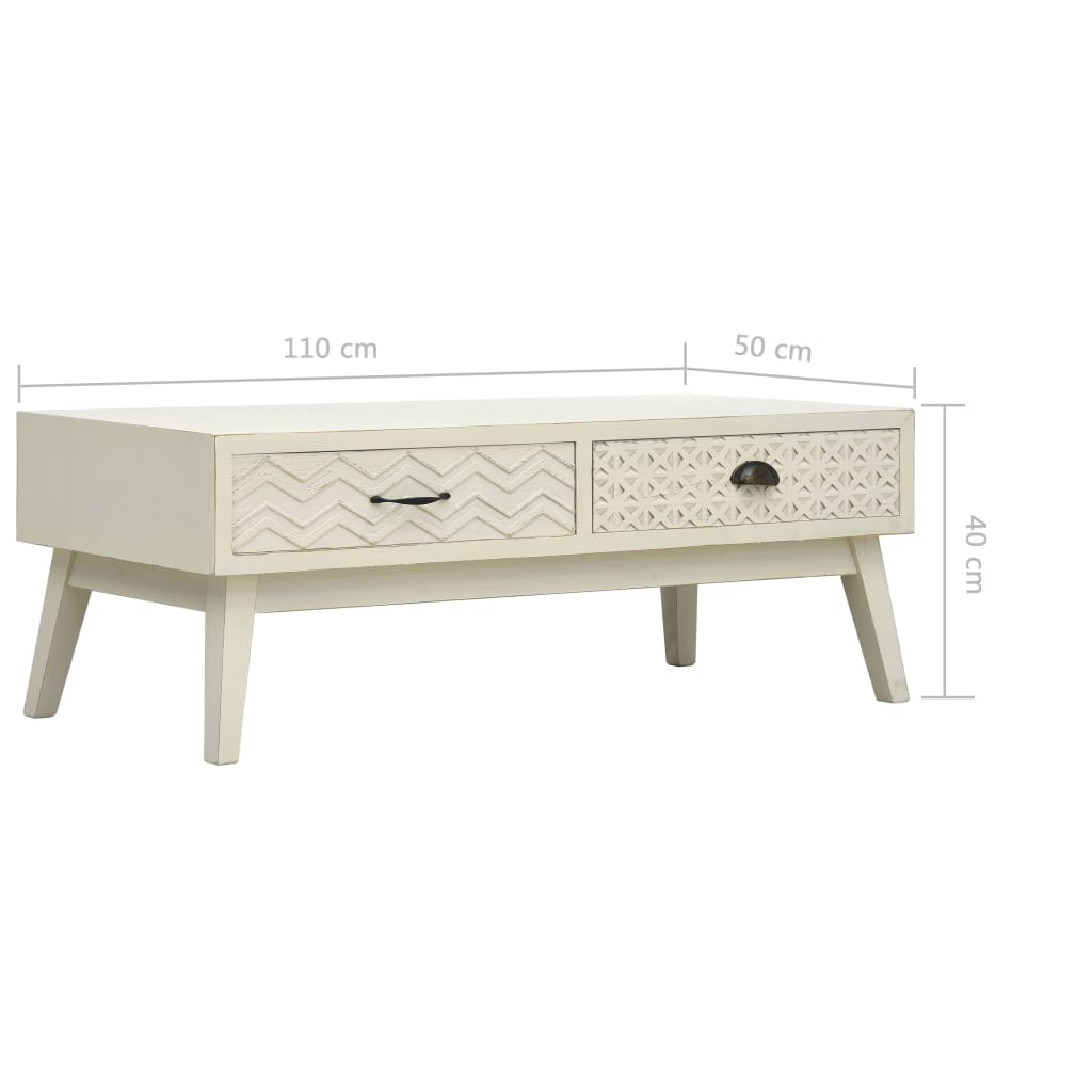 Salontafel met 2 lades 110x50x40 cm bewerkt hout grijs is nu te koop bij PeponiXL, paradijselijk wonen!