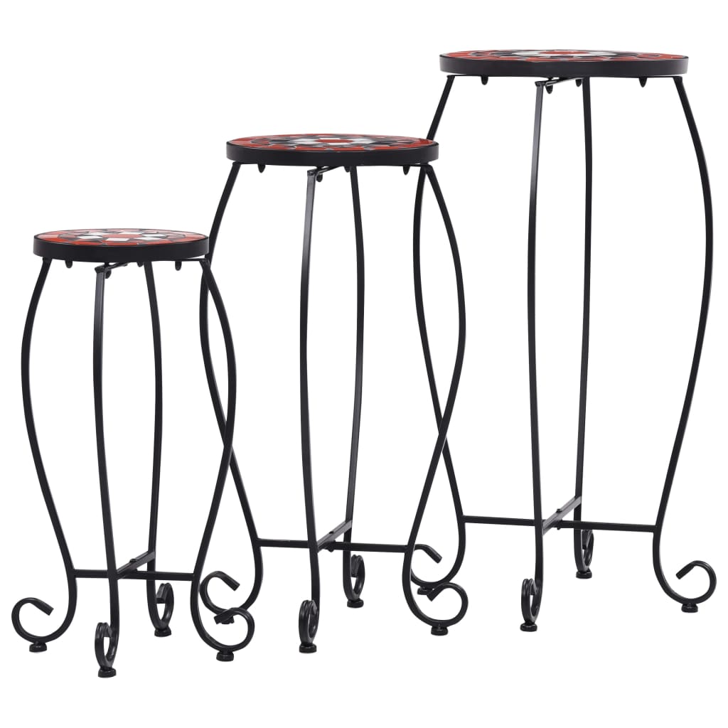 Bijzettafels mozaïek 3 st keramiek terracottakleurig en wit is nu te koop bij PeponiXL, paradijselijk wonen!