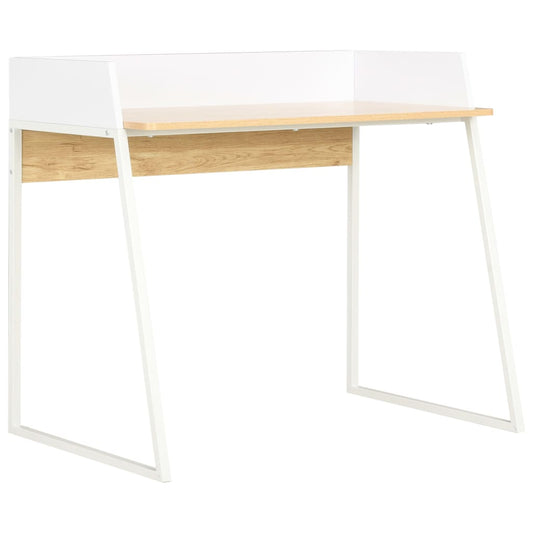 Bureau 90x60x88 cm wit en eikenkleurig is nu te koop bij PeponiXL, paradijselijk wonen!