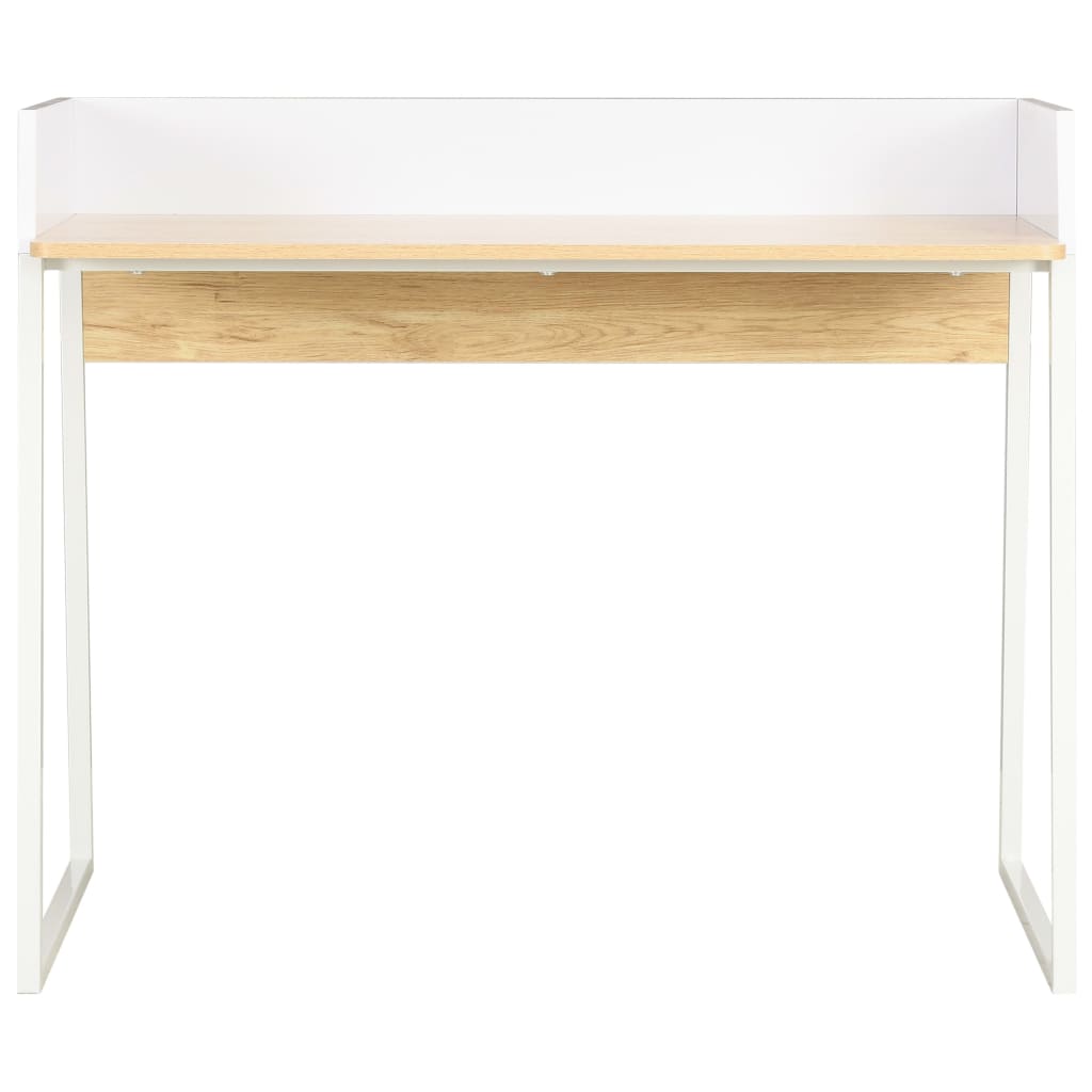 Bureau 90x60x88 cm wit en eikenkleurig is nu te koop bij PeponiXL, paradijselijk wonen!