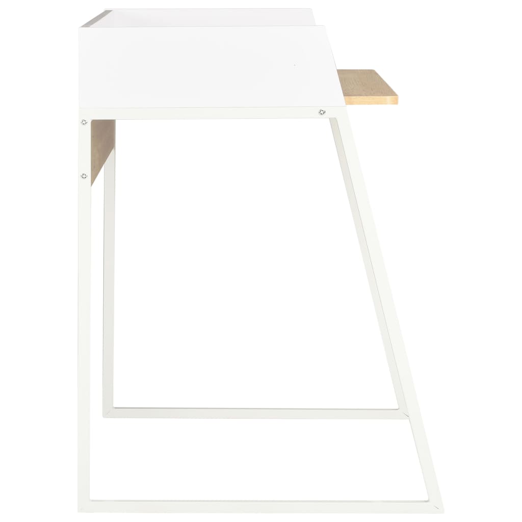 Bureau 90x60x88 cm wit en eikenkleurig is nu te koop bij PeponiXL, paradijselijk wonen!