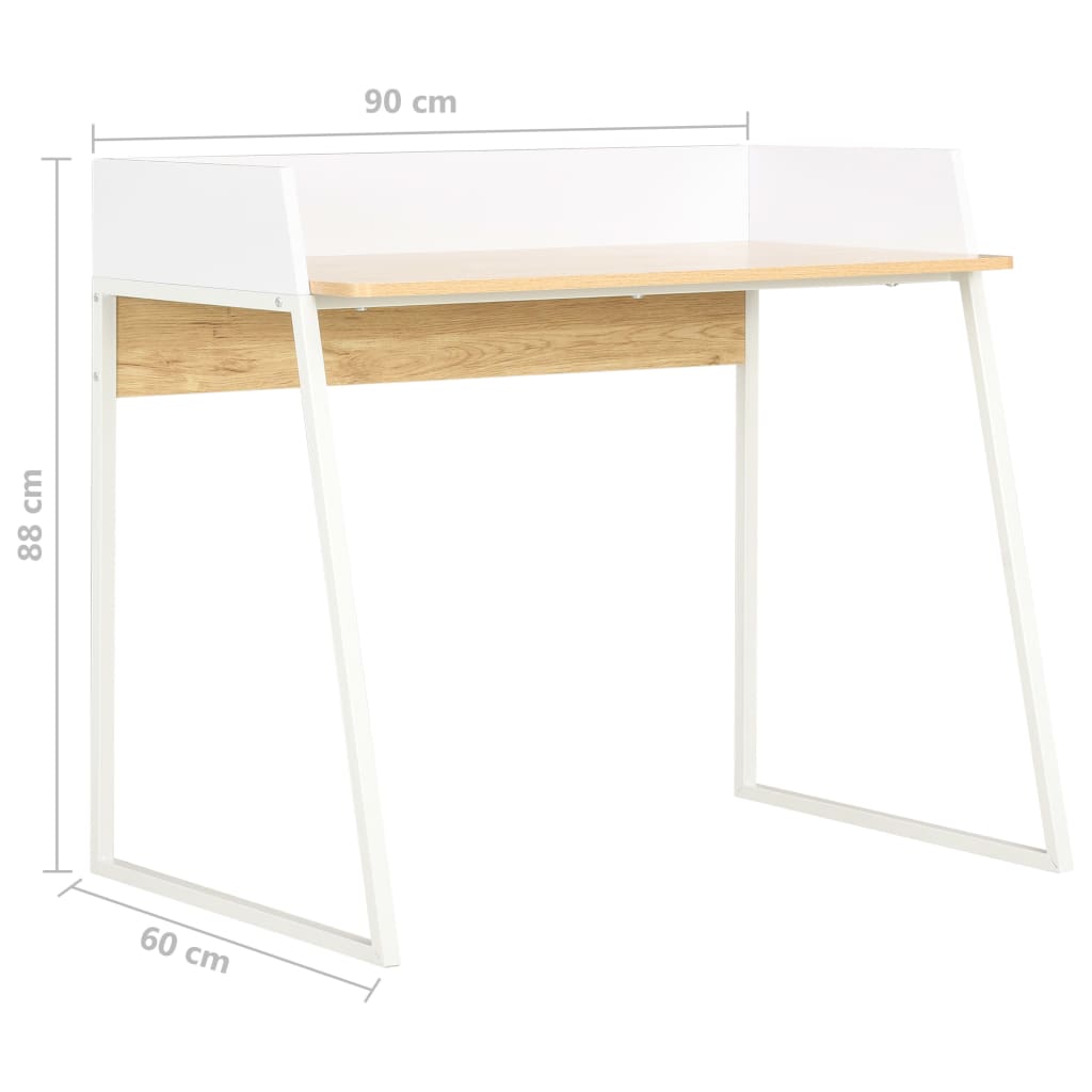 Bureau 90x60x88 cm wit en eikenkleurig is nu te koop bij PeponiXL, paradijselijk wonen!