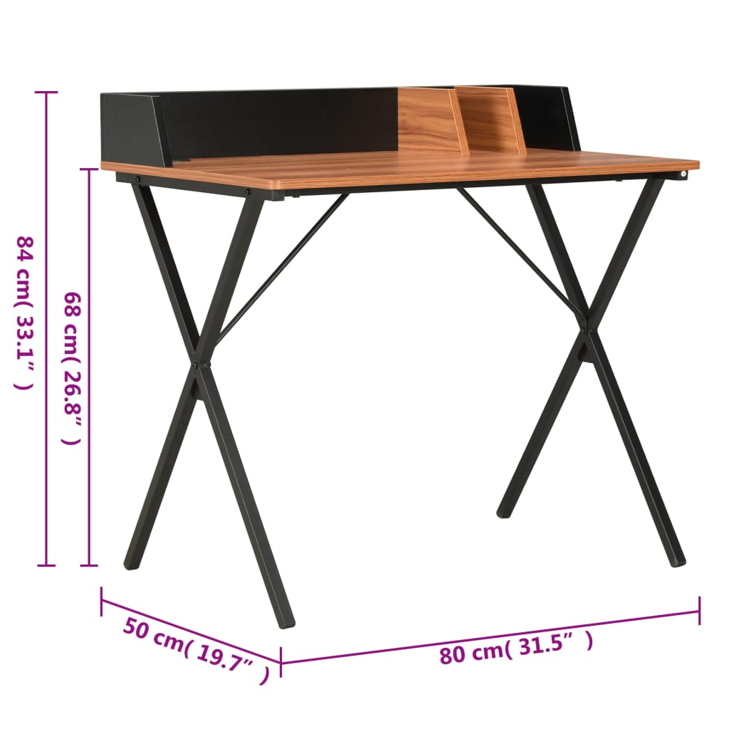 Bureau 80x50x84 cm zwart en bruin is nu te koop bij PeponiXL, paradijselijk wonen!