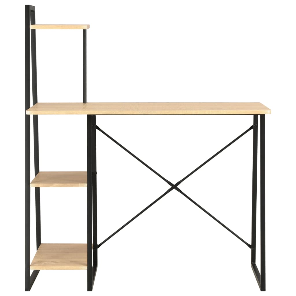 Bureau met schappen 102x50x117 cm zwart en eikenkleurig is nu te koop bij PeponiXL, paradijselijk wonen!