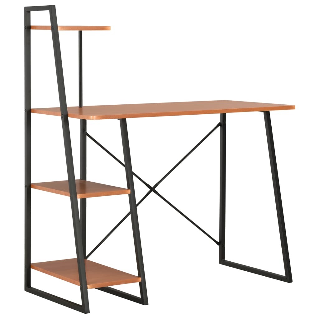 Bureau met schappen 102x50x117 cm zwart en bruin is nu te koop bij PeponiXL, paradijselijk wonen!