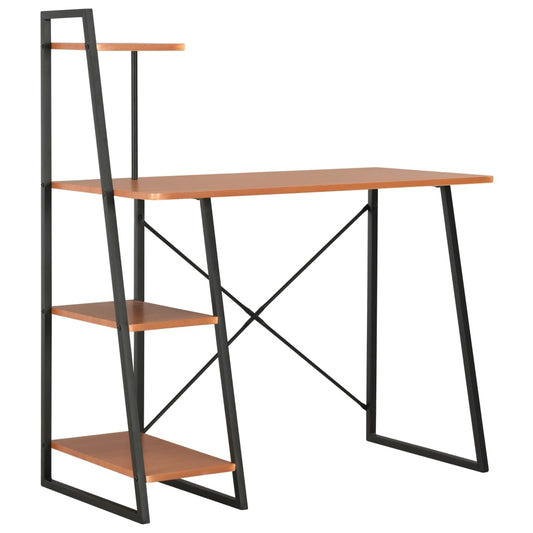Bureau met schappen 102x50x117 cm zwart en bruin is nu te koop bij PeponiXL, paradijselijk wonen!