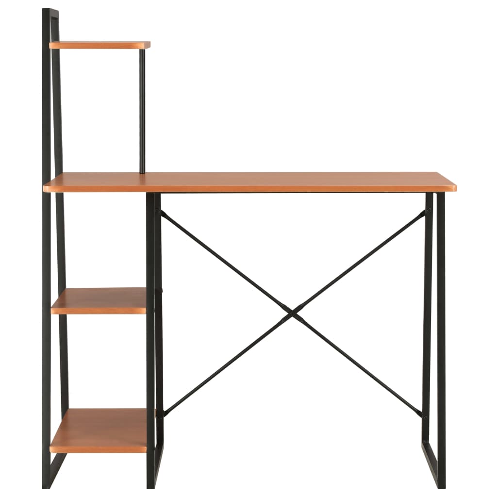 Bureau met schappen 102x50x117 cm zwart en bruin is nu te koop bij PeponiXL, paradijselijk wonen!