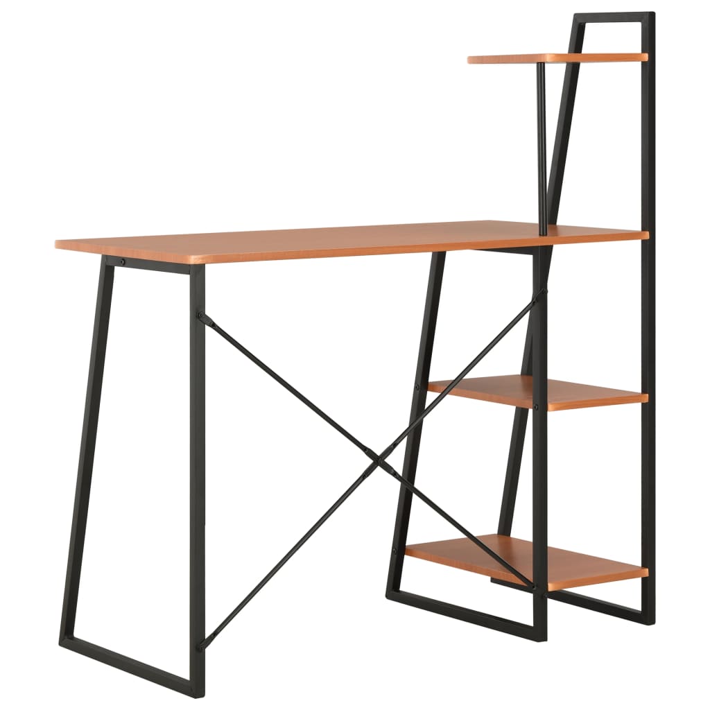 Bureau met schappen 102x50x117 cm zwart en bruin is nu te koop bij PeponiXL, paradijselijk wonen!