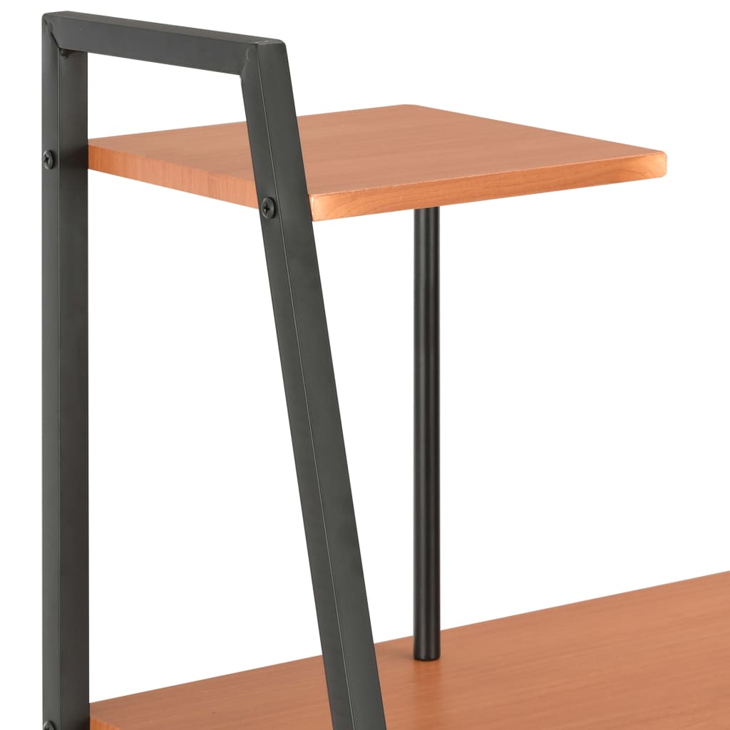 Bureau met schappen 102x50x117 cm zwart en bruin is nu te koop bij PeponiXL, paradijselijk wonen!
