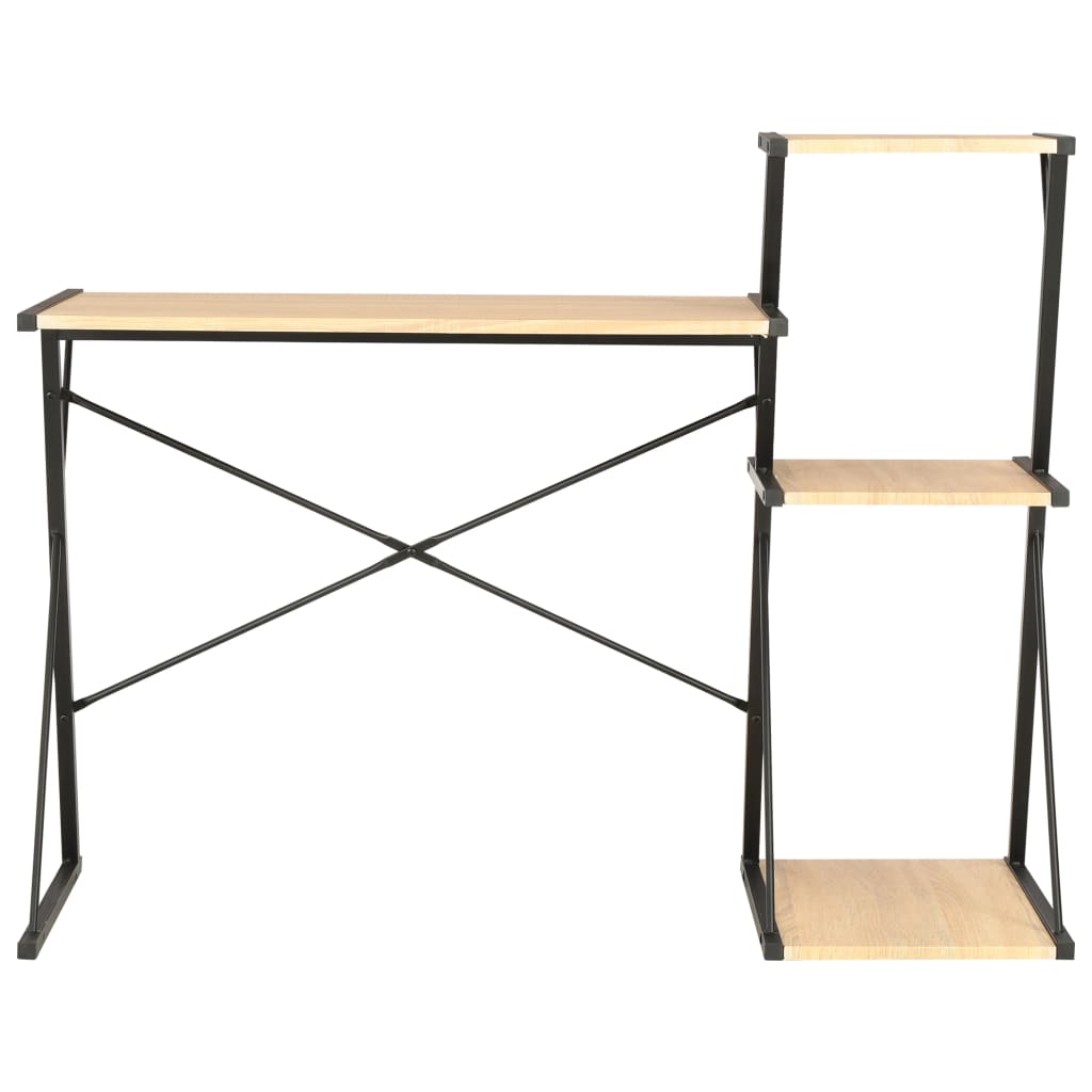 Bureau met schap 116x50x93 cm zwart en eikenkleurig is nu te koop bij PeponiXL, paradijselijk wonen!