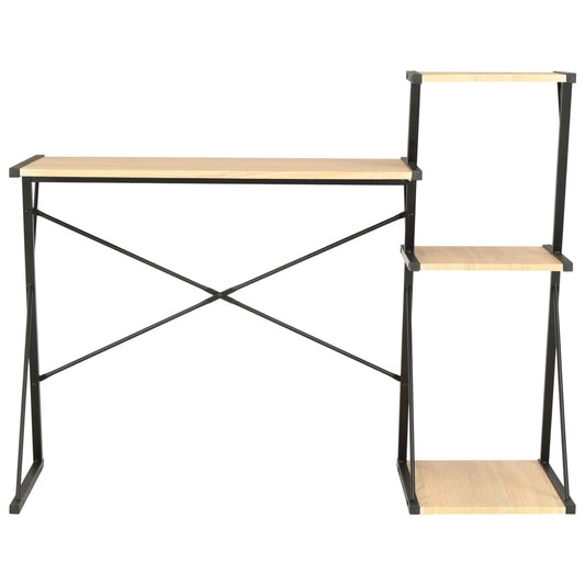 Bureau met schap 116x50x93 cm zwart en eikenkleurig is nu te koop bij PeponiXL, paradijselijk wonen!
