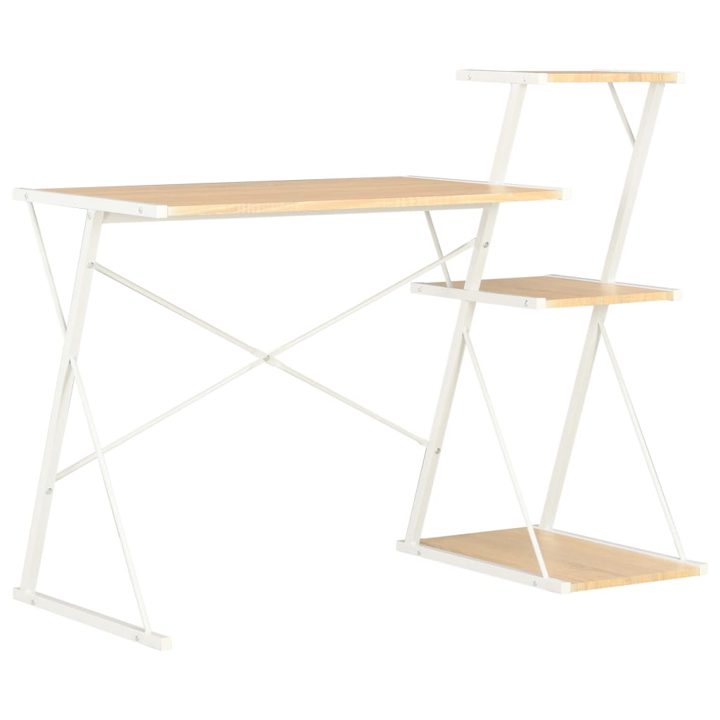 Bureau met schap 116x50x93 cm wit en eikenkleurig is nu te koop bij PeponiXL, paradijselijk wonen!