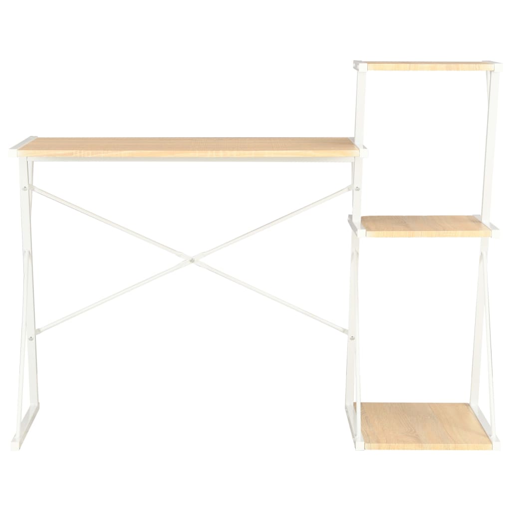 Bureau met schap 116x50x93 cm wit en eikenkleurig is nu te koop bij PeponiXL, paradijselijk wonen!