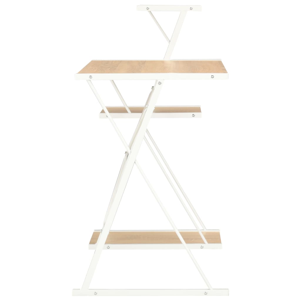 Bureau met schap 116x50x93 cm wit en eikenkleurig is nu te koop bij PeponiXL, paradijselijk wonen!