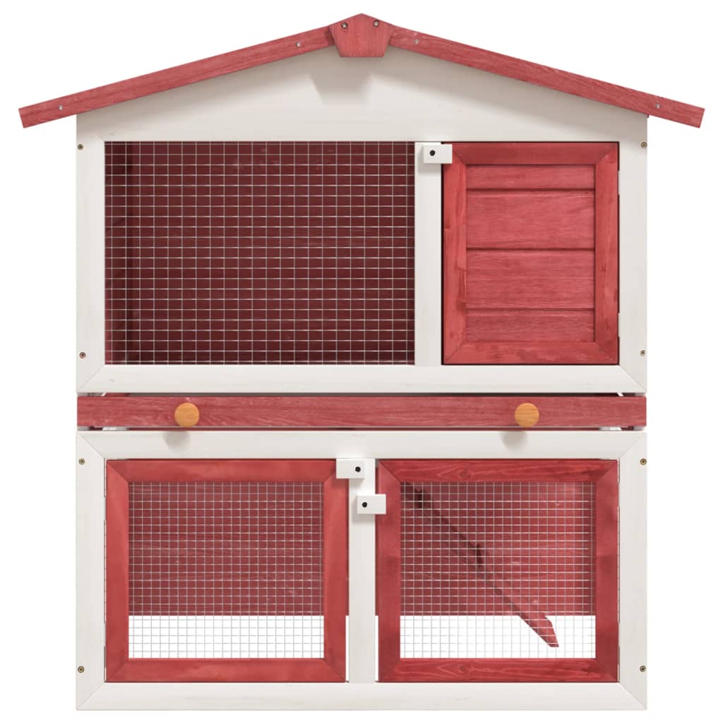 Konijnenhok voor buiten met 3 deuren hout rood is nu te koop bij PeponiXL, paradijselijk wonen!