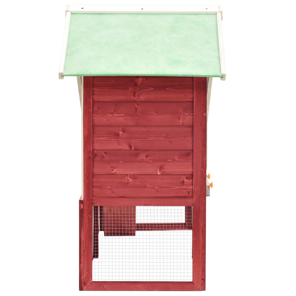 Konijnenhok 140x63x120 cm massief vurenhout rood en wit is nu te koop bij PeponiXL, paradijselijk wonen!