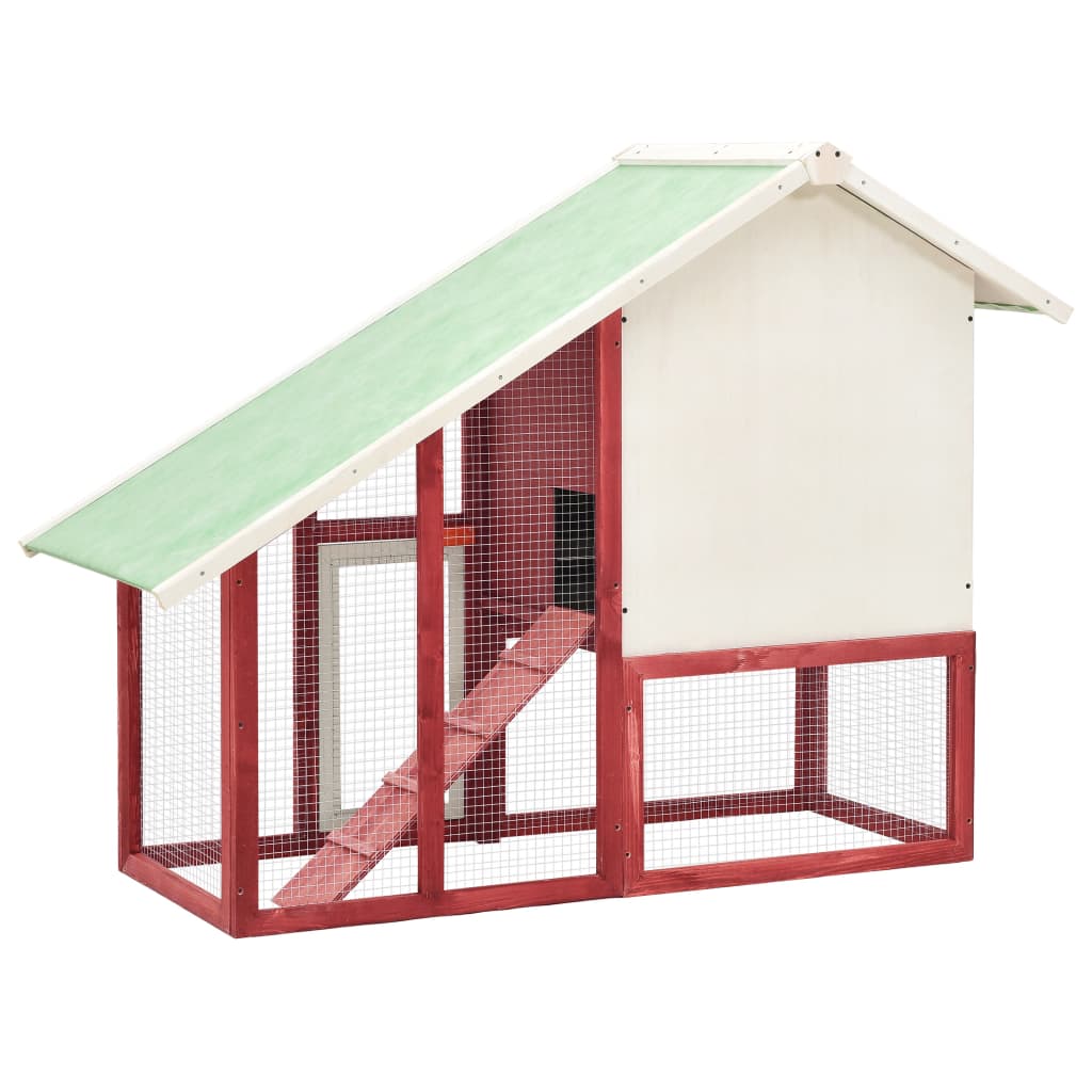 Konijnenhok 140x63x120 cm massief vurenhout rood en wit is nu te koop bij PeponiXL, paradijselijk wonen!