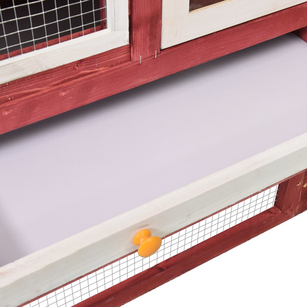 Konijnenhok 140x63x120 cm massief vurenhout rood en wit is nu te koop bij PeponiXL, paradijselijk wonen!