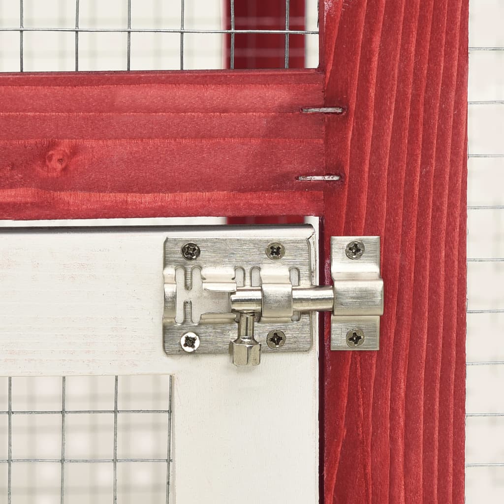 Konijnenhok 140x63x120 cm massief vurenhout rood en wit is nu te koop bij PeponiXL, paradijselijk wonen!