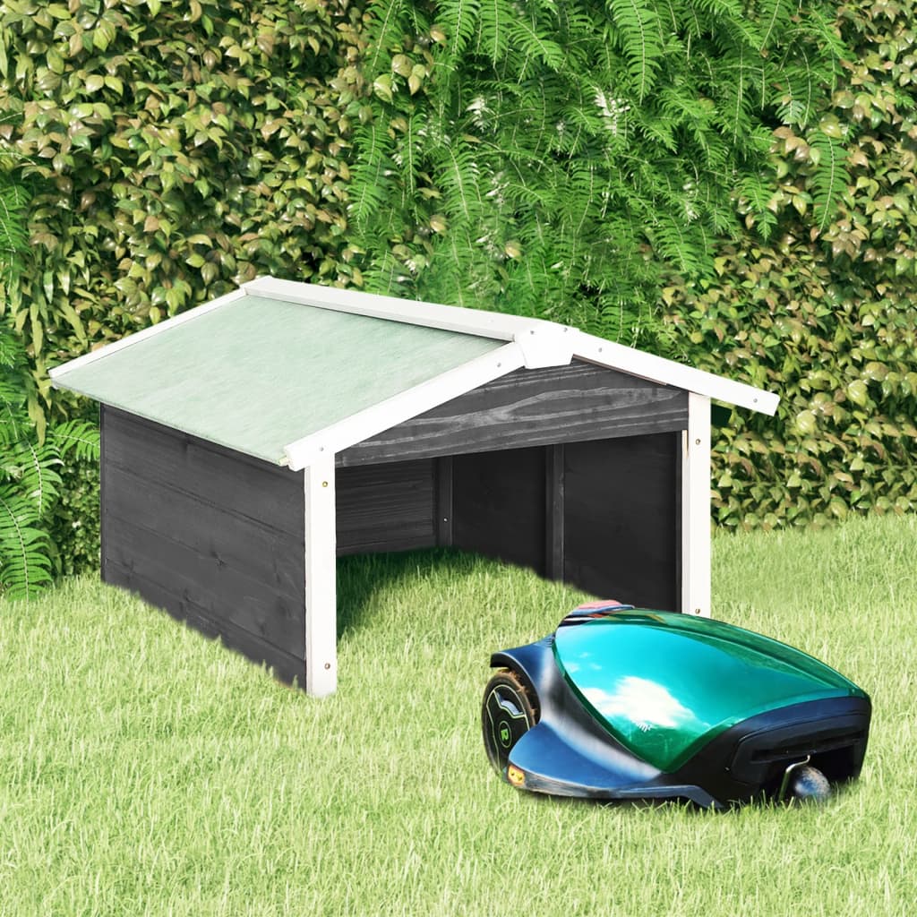 Overkapping voor grasmaaier 72x87x50 cm vurenhout grijs en wit is nu te koop bij PeponiXL, paradijselijk wonen!