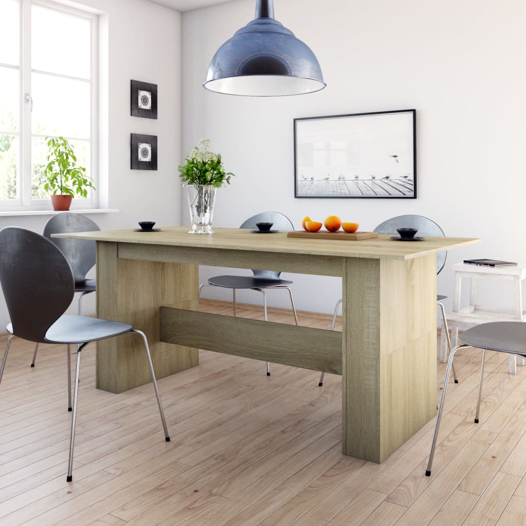 Eettafel 180x90x76 cm bewerkt hout sonoma eikenkleurig is nu te koop bij PeponiXL, paradijselijk wonen!