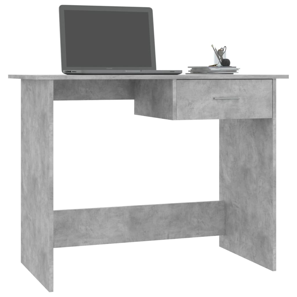 Bureau 100x50x76 cm bewerkt hout betongrijs is nu te koop bij PeponiXL, paradijselijk wonen!