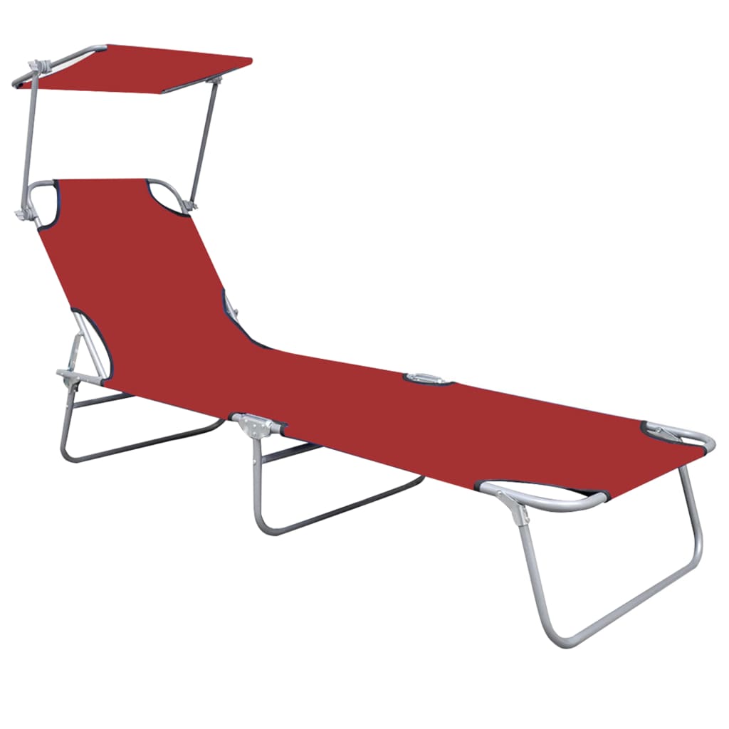 Ligbed inklapbaar met luifel aluminium rood is nu te koop bij PeponiXL, paradijselijk wonen!