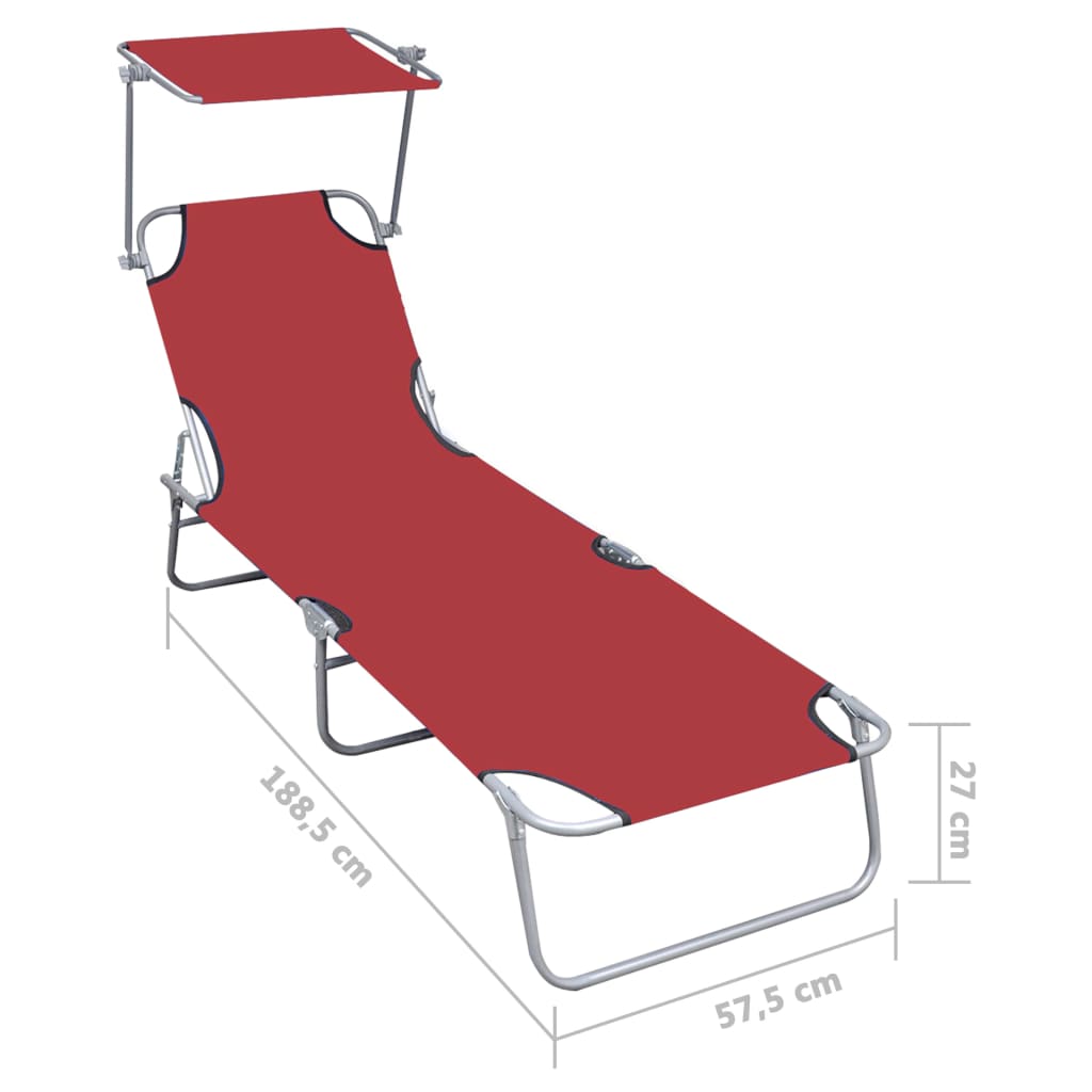 Ligbed inklapbaar met luifel aluminium rood is nu te koop bij PeponiXL, paradijselijk wonen!