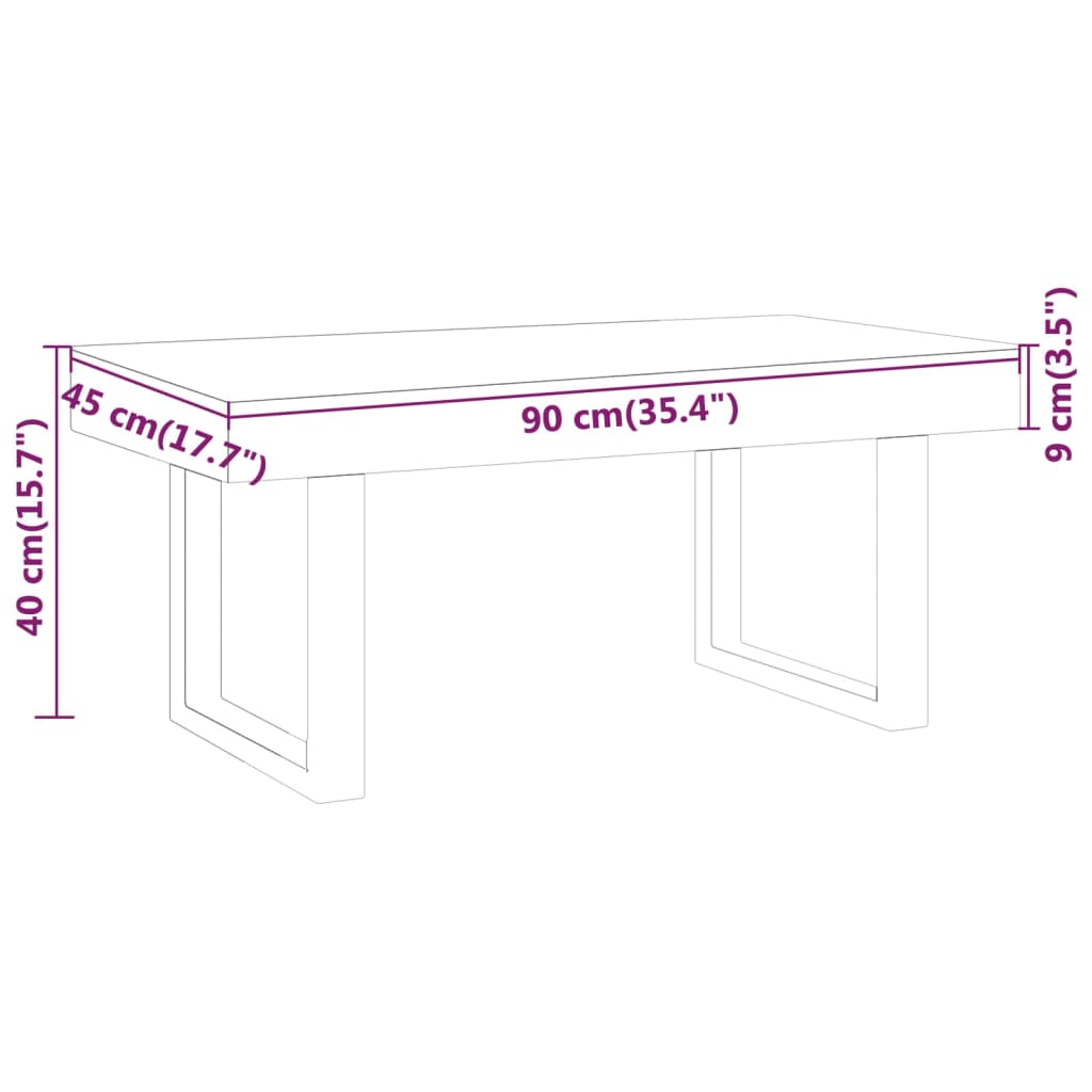 Salontafel 90x45x40 cm MDF en ijzer grijs en zwart is nu te koop bij PeponiXL, paradijselijk wonen!