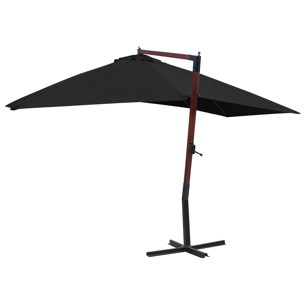 Zweefparasol met houten paal 400x300 cm zwart is nu te koop bij PeponiXL, paradijselijk wonen!