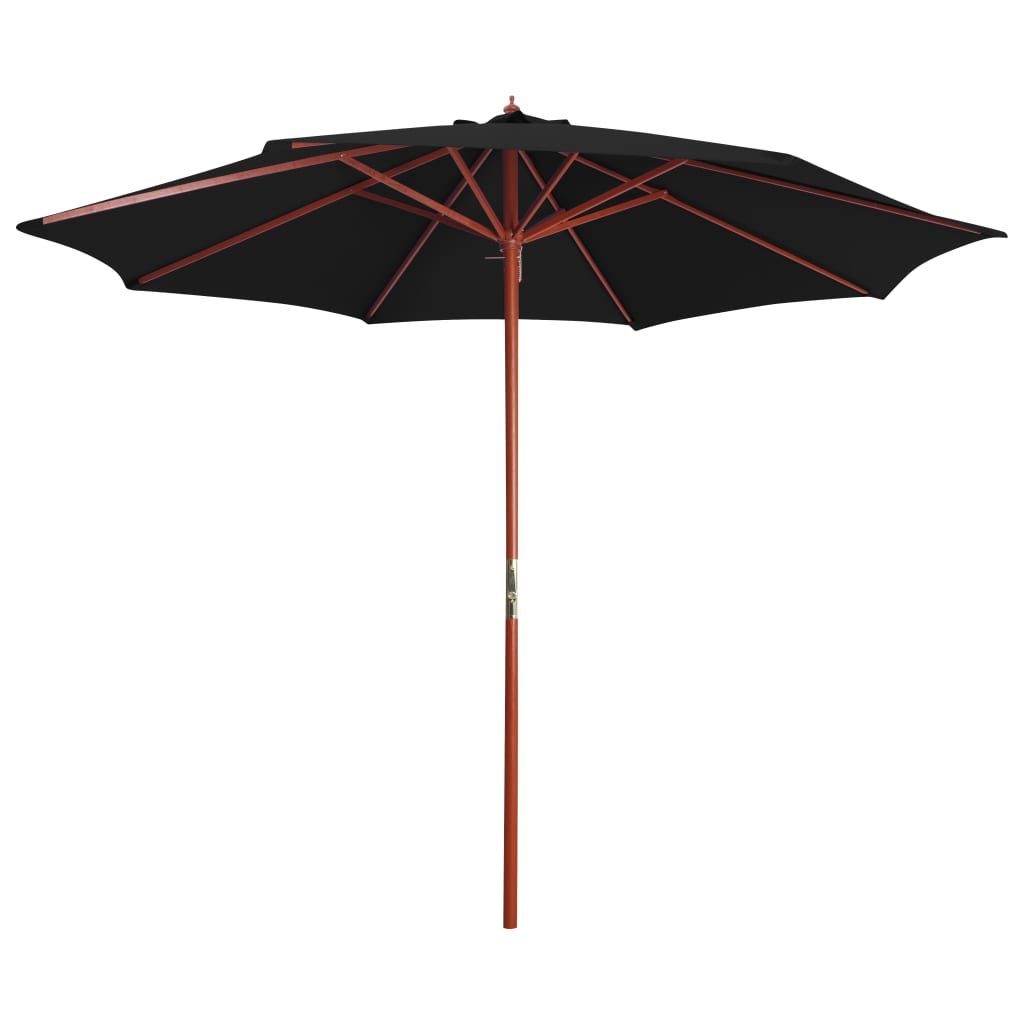 Parasol met houten paal 300x258 cm zwart is nu te koop bij PeponiXL, paradijselijk wonen!