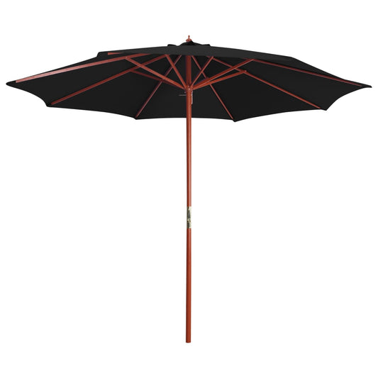 Parasol met houten paal 300x258 cm zwart is nu te koop bij PeponiXL, paradijselijk wonen!